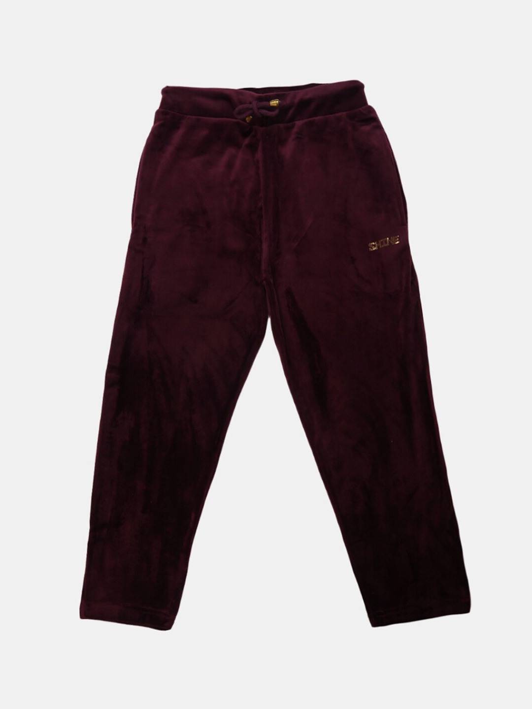 

V-Mart Girls Solid Velvet Track Pants, Red