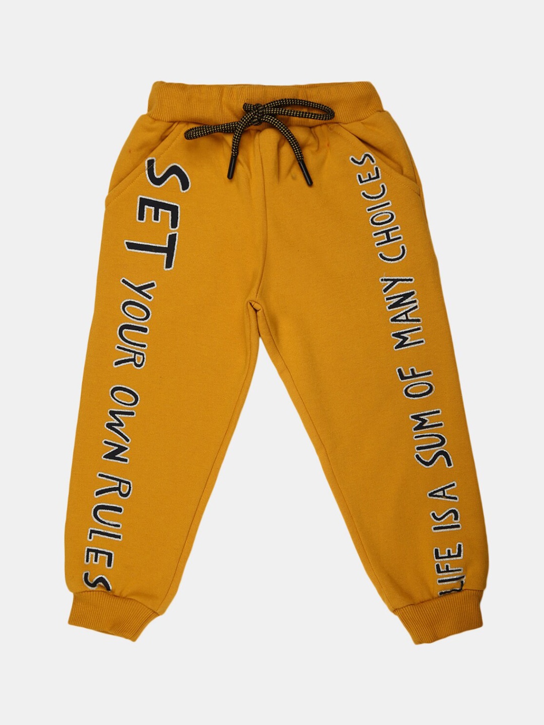 

V-Mart Girls Mustard Printed Fleece Joggers Lounge Pants