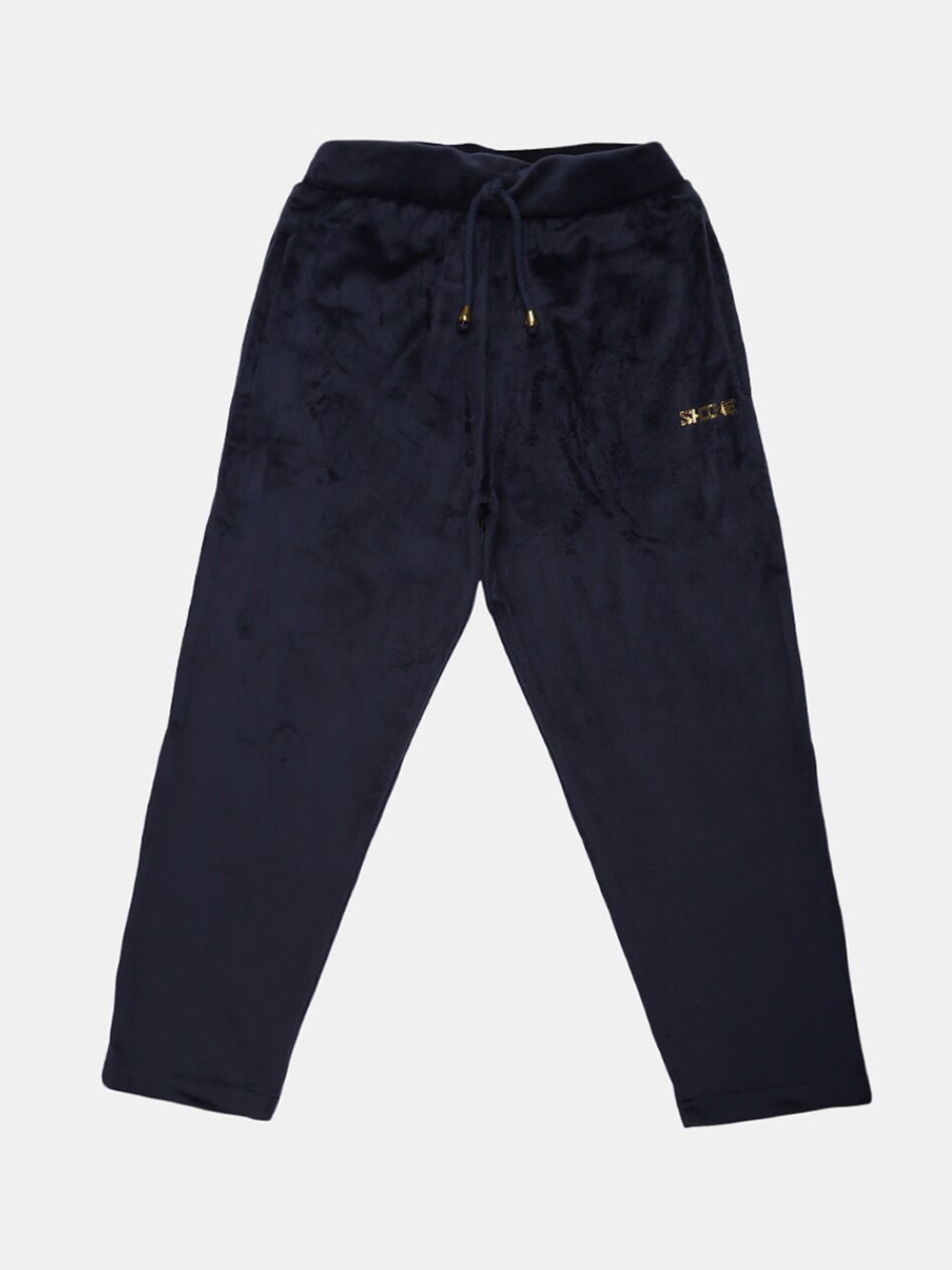 

V-Mart Girls Solid Velvet Track Pants, Navy blue
