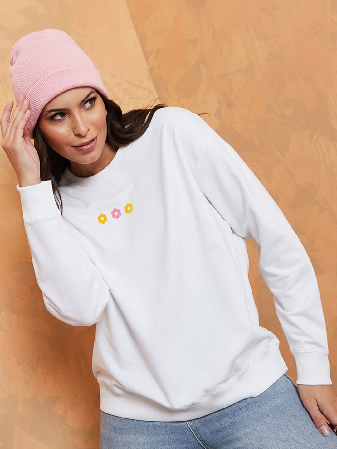 

Styli Women White Typography Printed Sweatshirt
