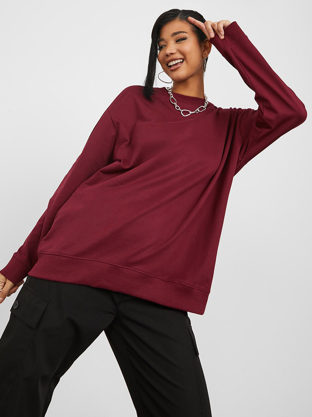 

Styli Women Burgundy Typography Printed Sweatshirt