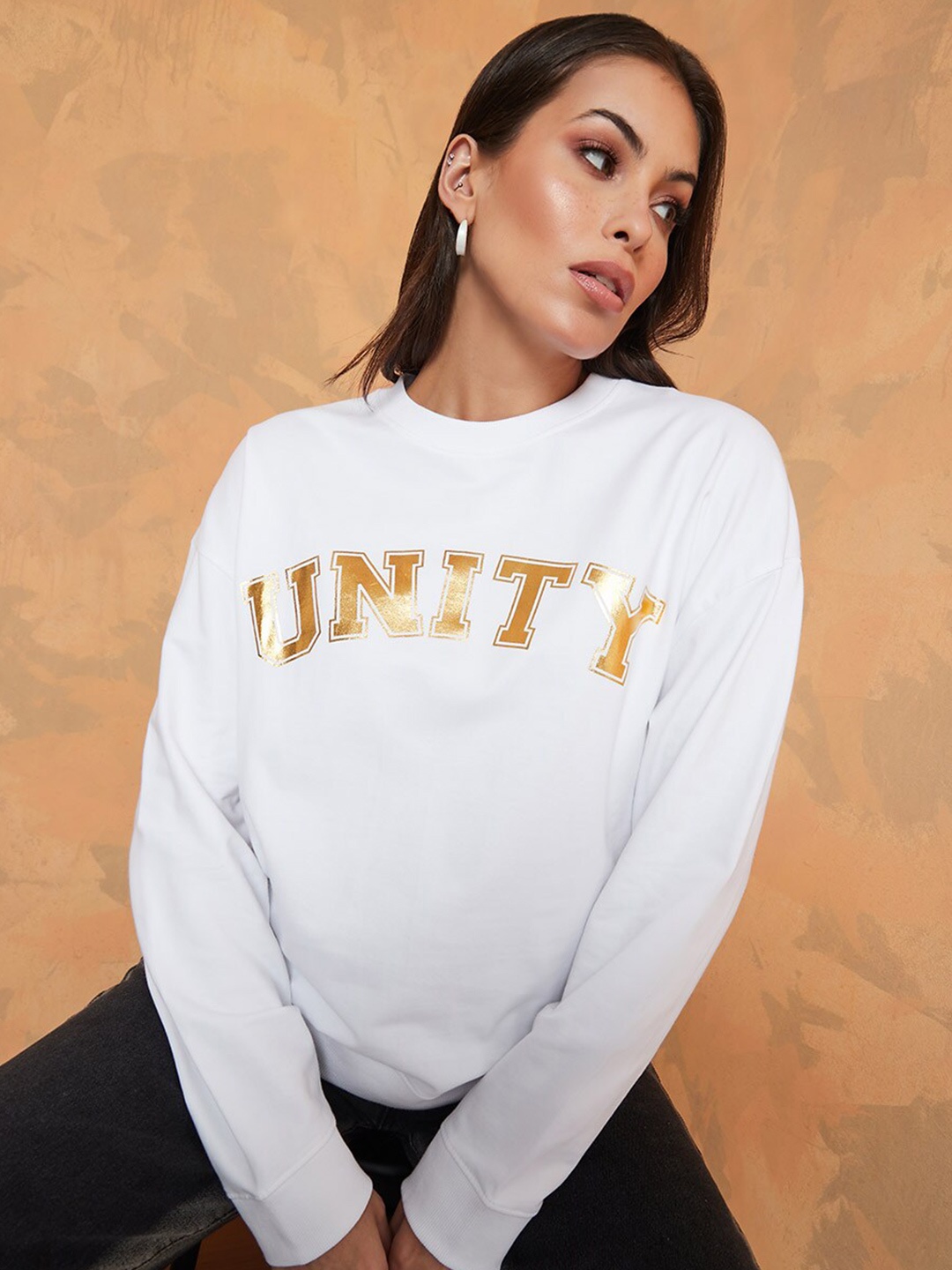

Styli Women White Typography Printed Sweatshirt