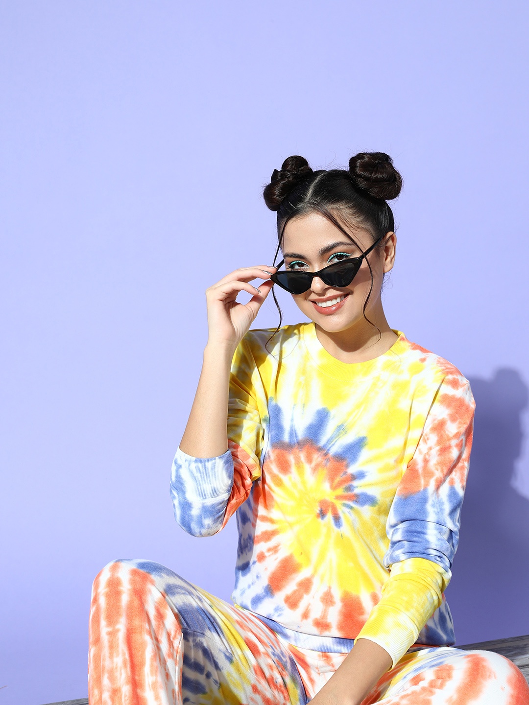 

SASSAFRAS Women Blue Terry Spiral Tie-Dye Sweatshirt