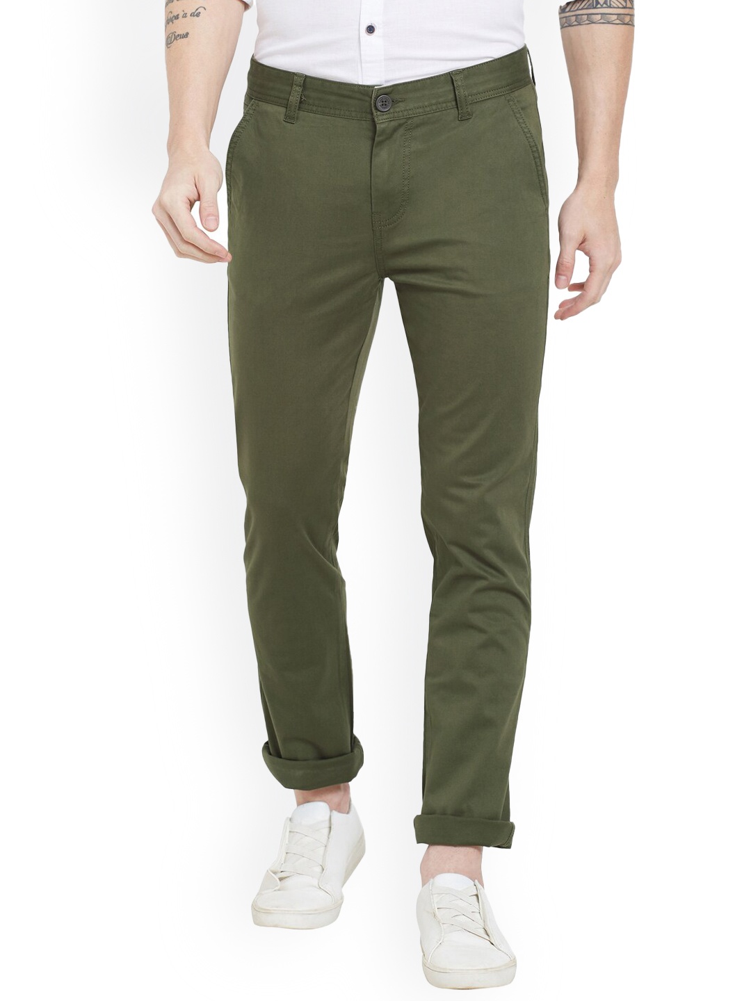 

Pepe Jeans Men Green Slim Fit Chinos Trousers