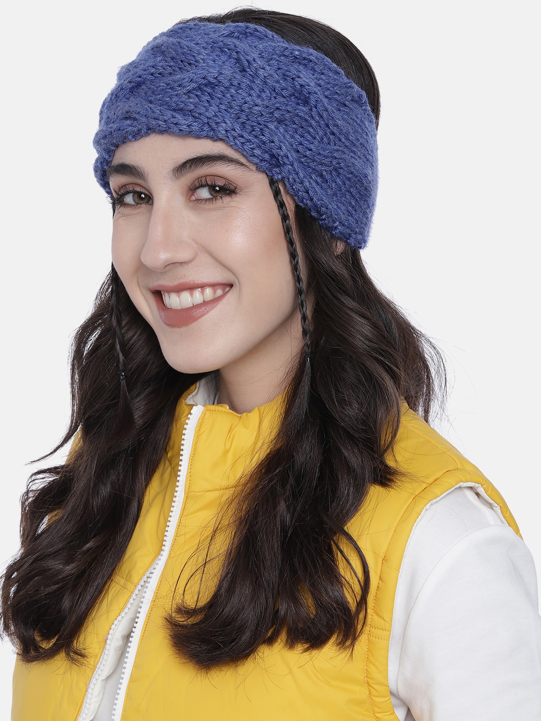 

Magic Needles Women Blue Knitted Chill Wrap Headband