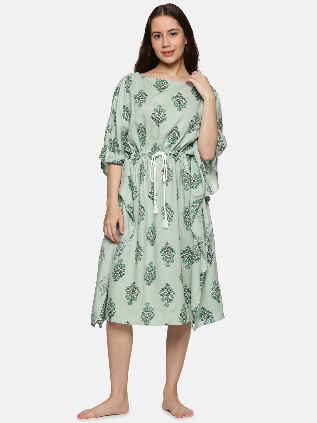 

DON VINO Green Printed Pure cotton Nightdress