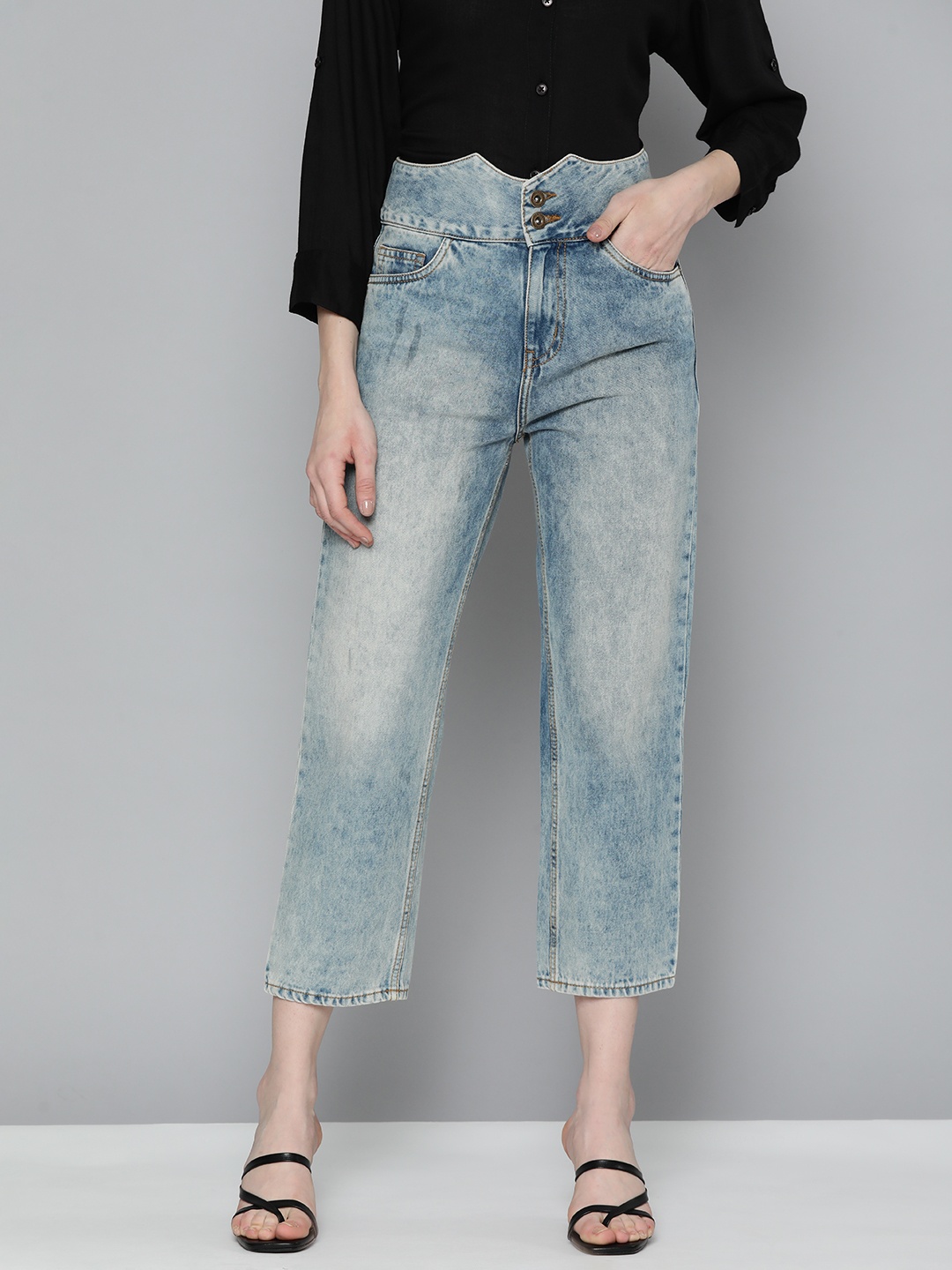 

Chemistry Women Cotton Boyfriend Fit Light Fade Jeans, Blue