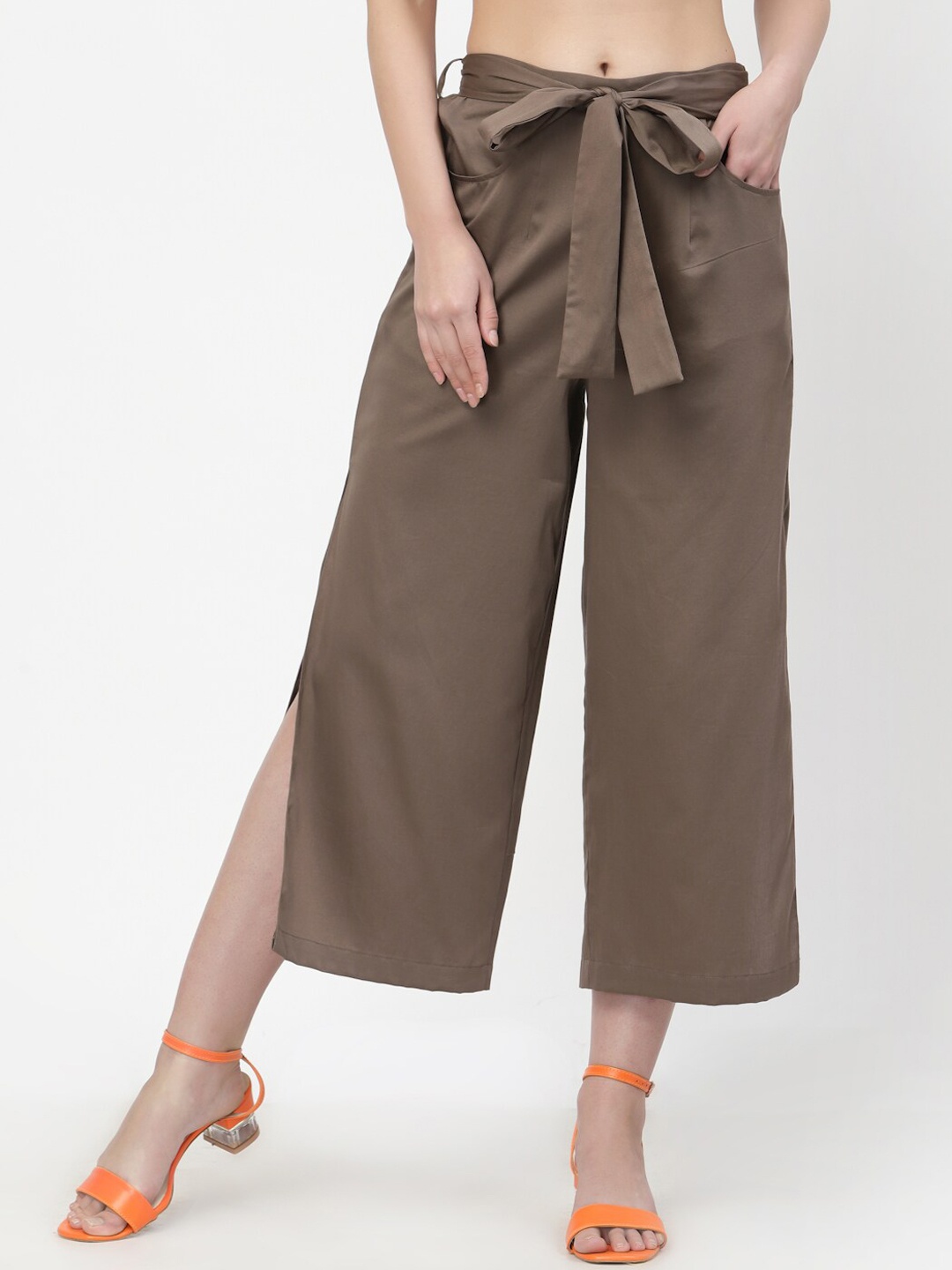 

LELA Women Beige A-Line Cropped Palazzos