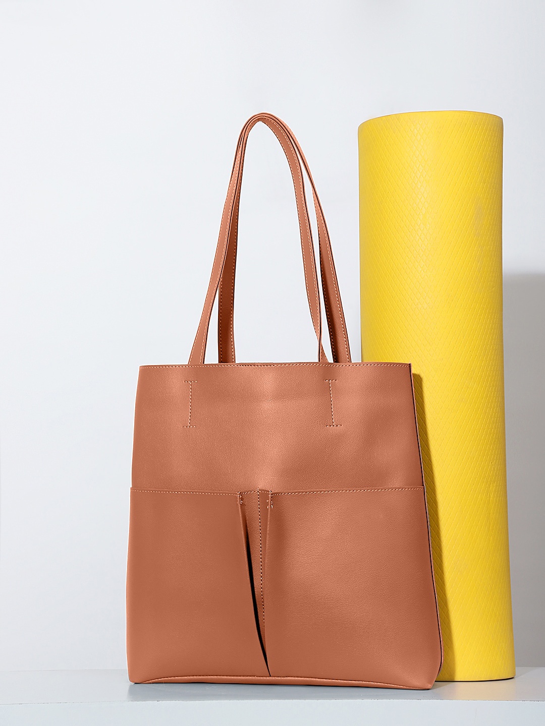 

LEGAL BRIBE Tan Solid Oversized Shopper Tote Bag