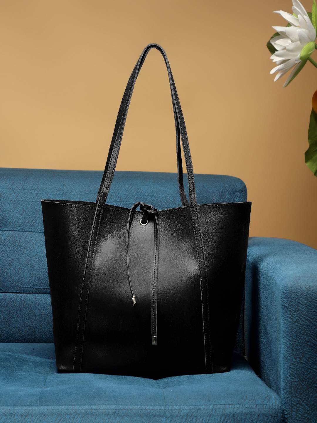 

LEGAL BRIBE Black Solid Oversized Shopper Tote Bag