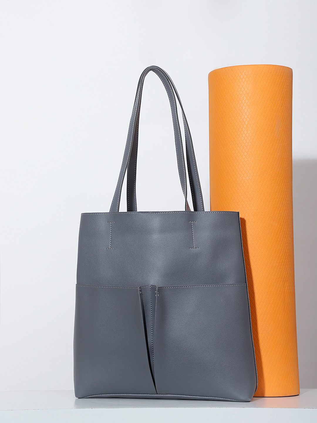 

LEGAL BRIBE Grey Solid Oversized Shopper Tote Bag