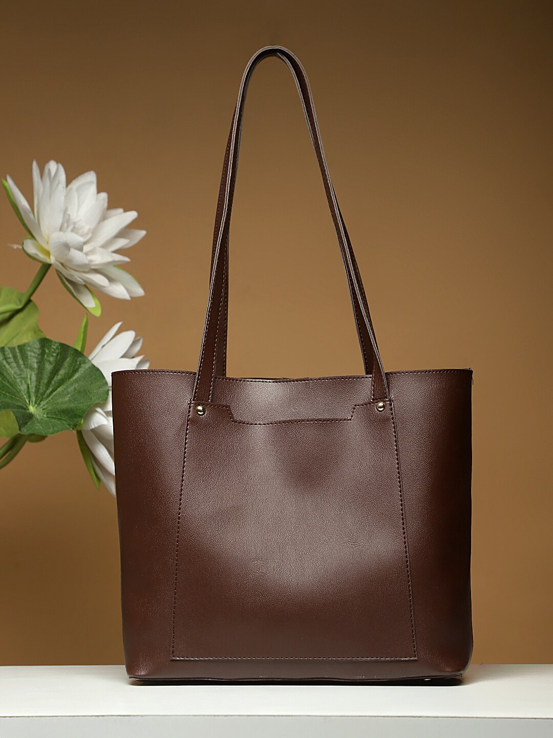 

LEGAL BRIBE Brown Solid Structured Tote Bag