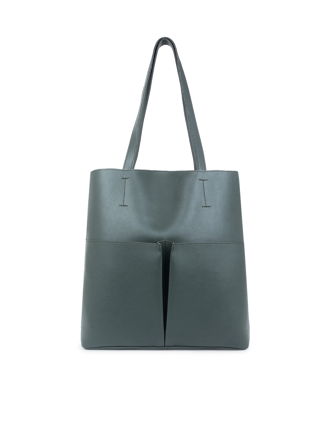 

LEGAL BRIBE Olive Green Solid Structured Tote Bag