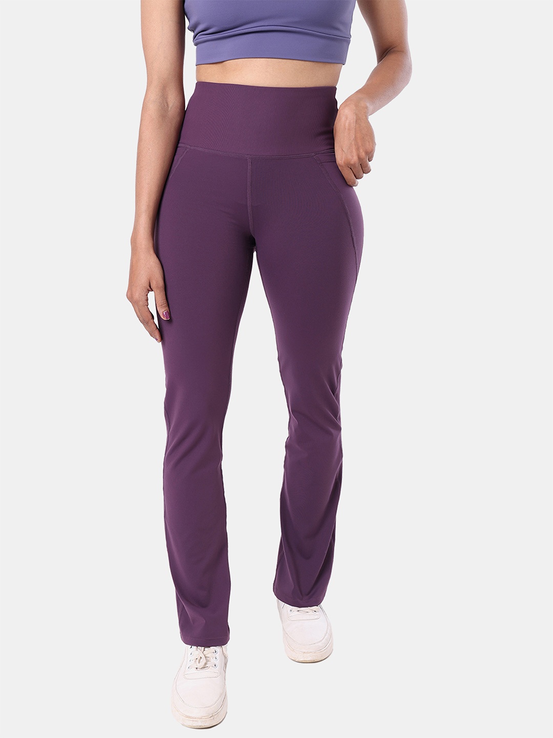 

Blissclub Women High Waist The Ultimate Flare Track Pants, Purple