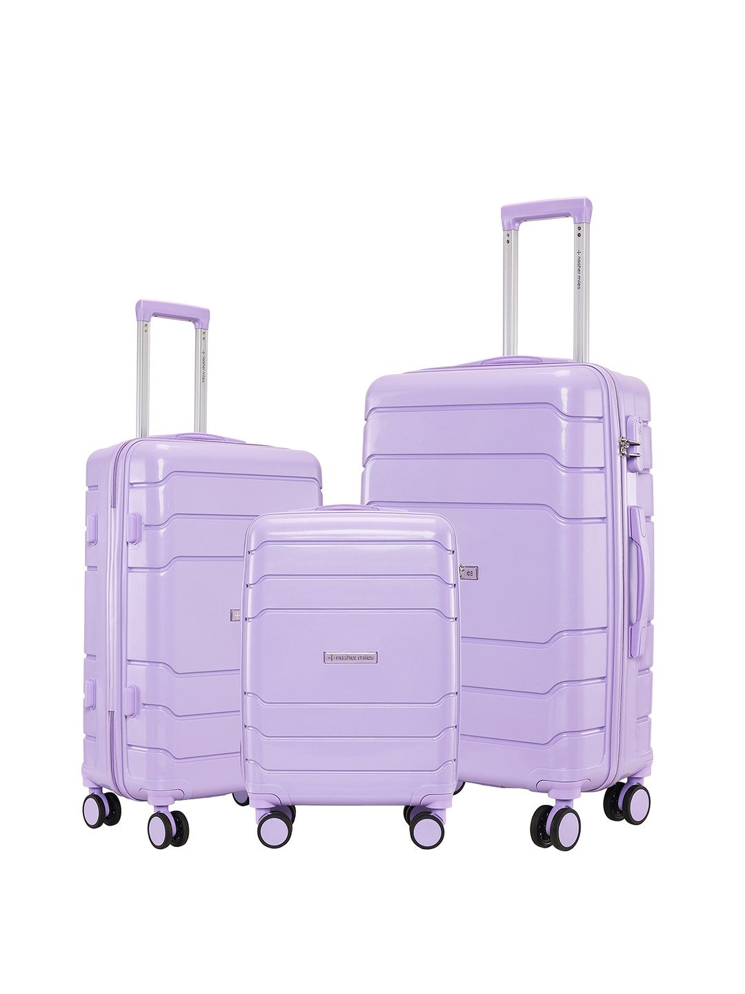 

Nasher Miles Set of 3 Textured Hard Sided Trolley Bags, Purple