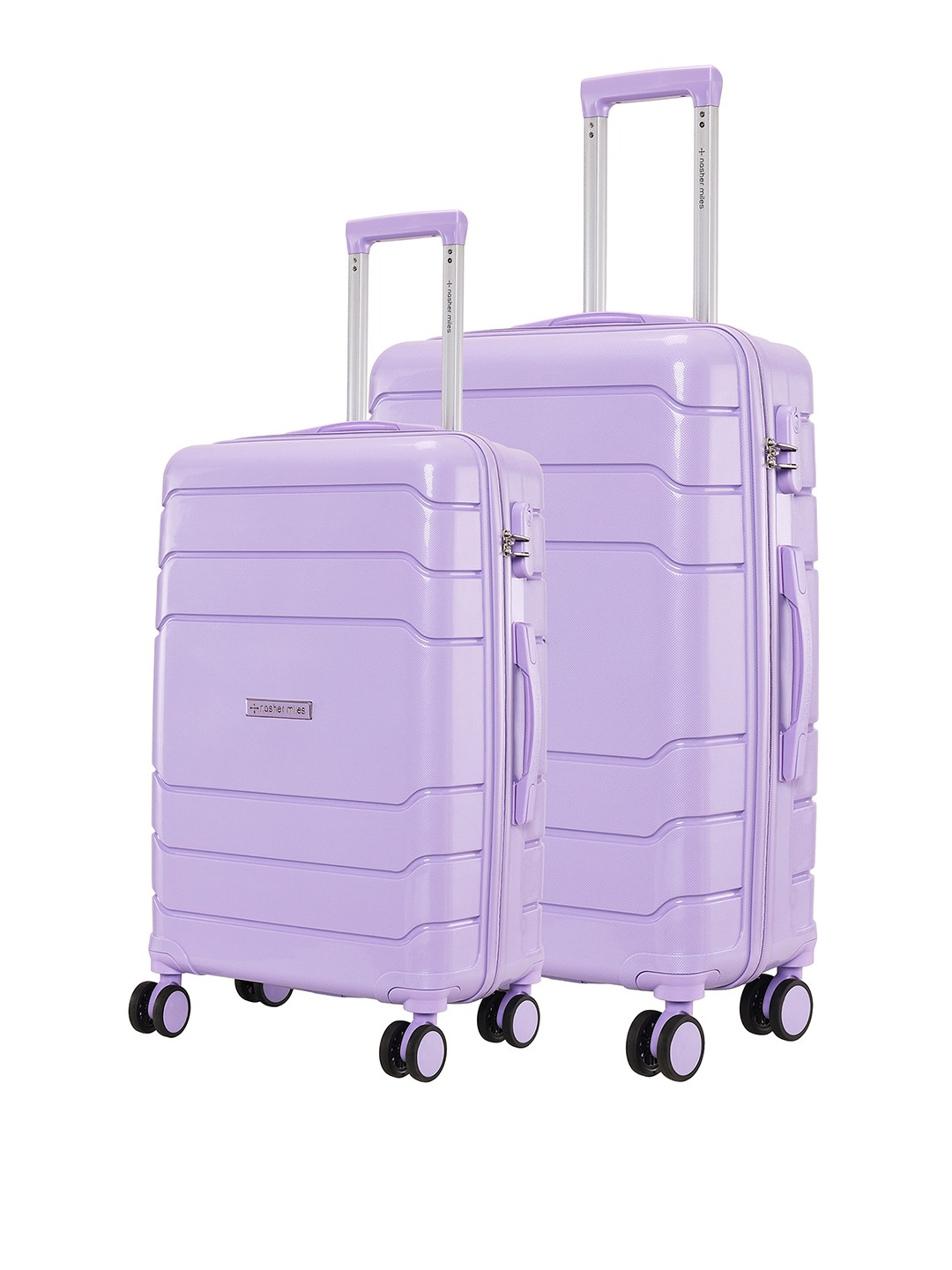 

Nasher Miles Set Of 2 Purple Solid Hard-Sided Medium & Large Trolley Suitcase