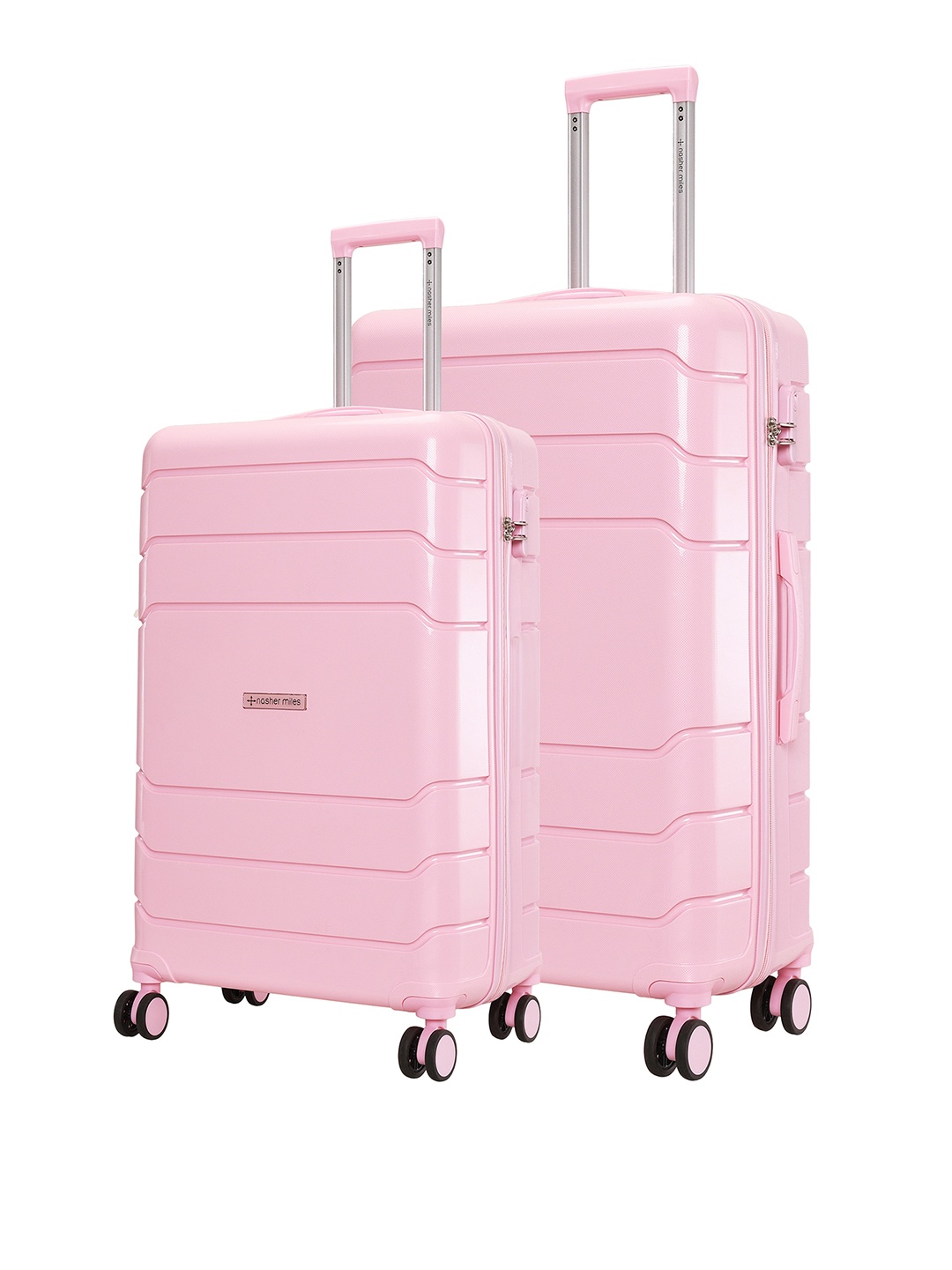 

Nasher Miles Lisbon Set Of 2 Solid Hard-Sided Cabin & Medium Trolley Suitcase - 109.0 L, Pink