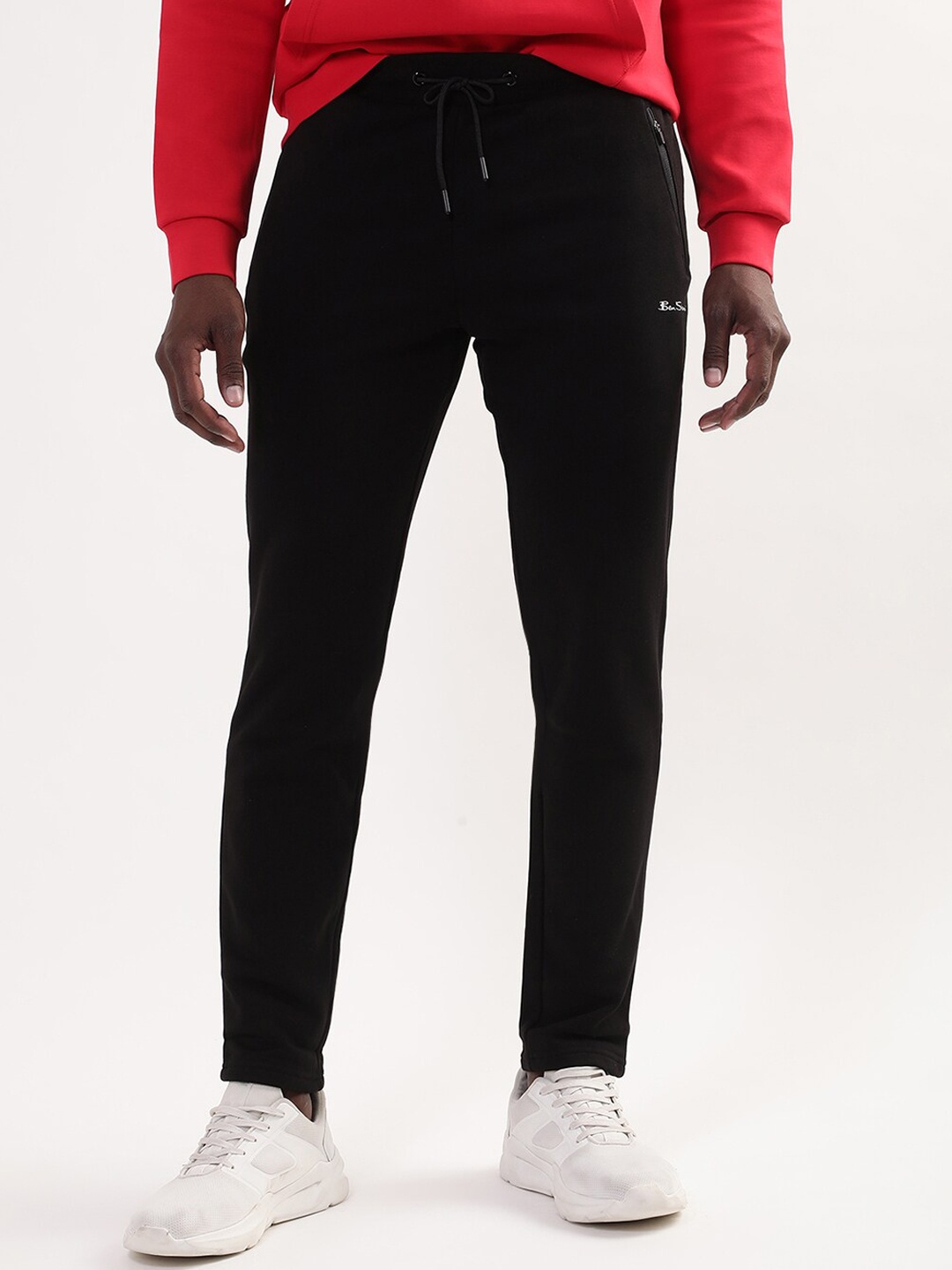 

BEN SHERMAN Men Black Solid Fleece Track Pants