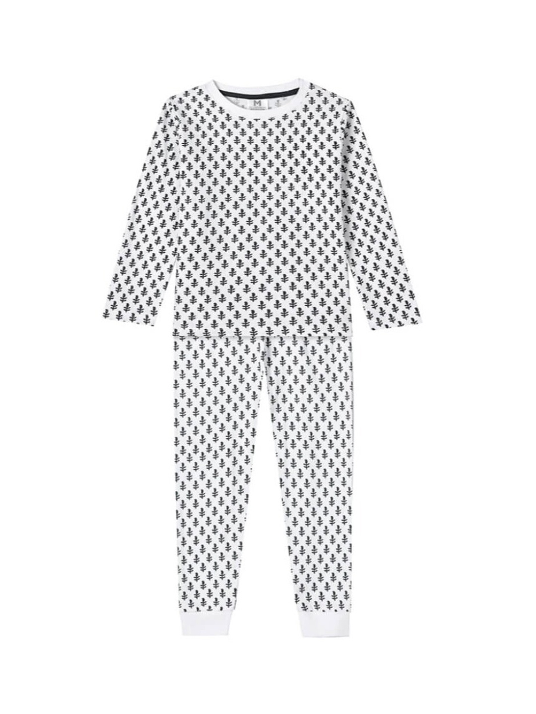

Malabar Baby Infants Kids Printed Pure Cotton T-shirt with Pyjamas, White