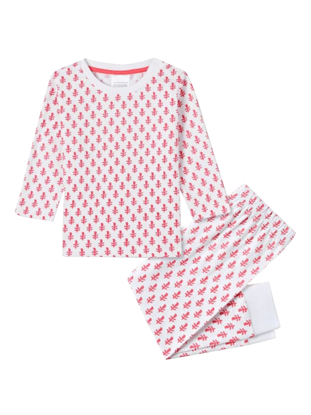 

Malabar Baby Infants Kids Printed Pure Cotton T-shirt with Pyjamas, White