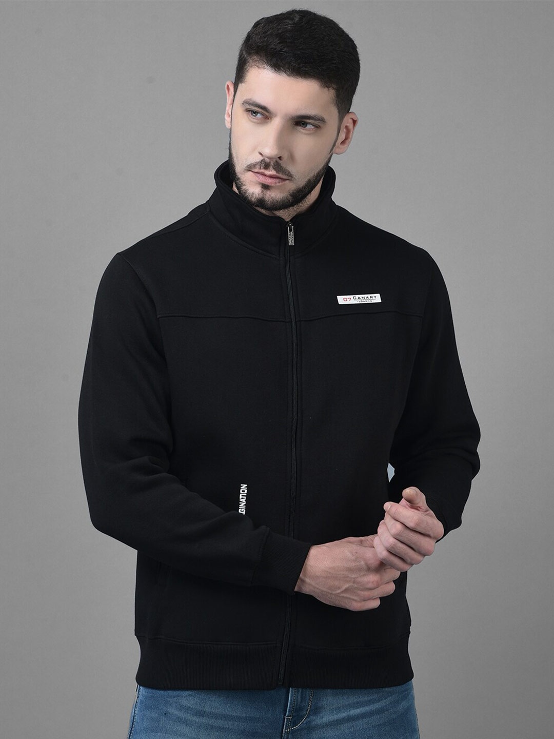 

Canary London Men Black Front Open Sweatshirt
