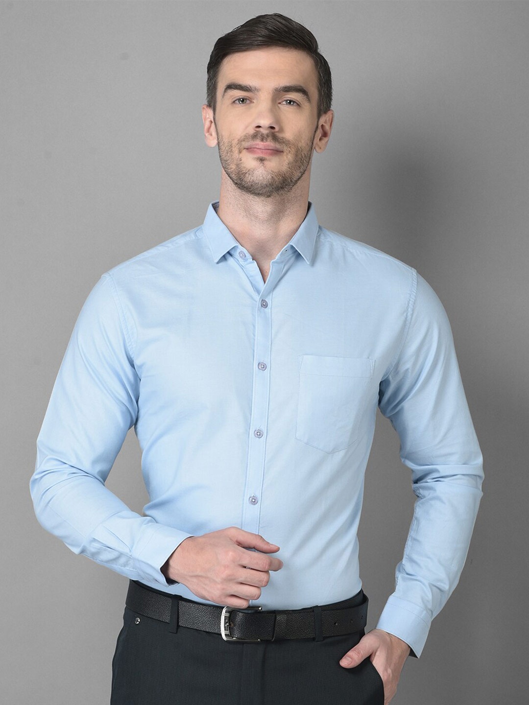 

Canary London Men Blue Smart Formal Cotton Shirt