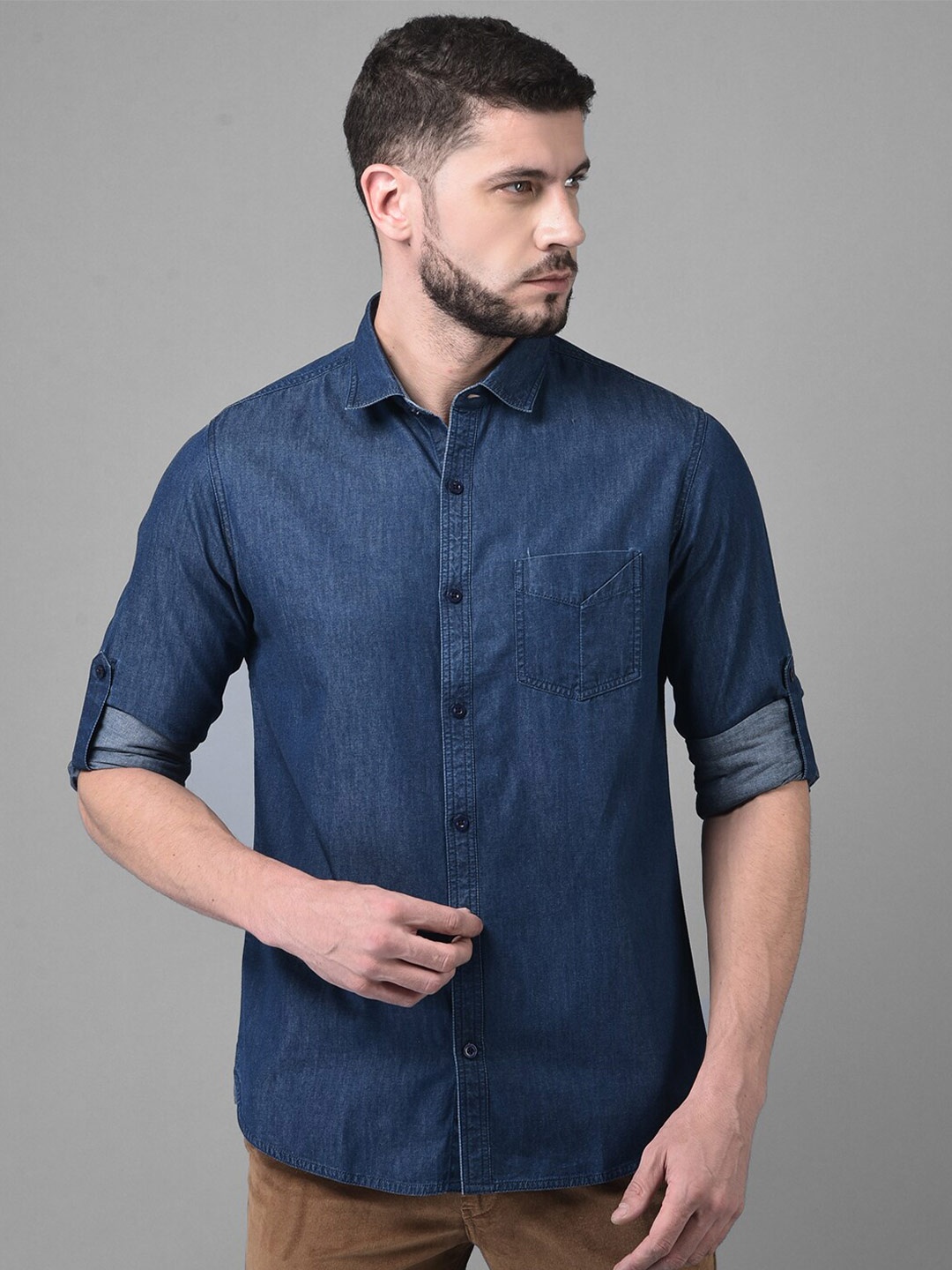 

Canary London Men Blue Smart Slim Fit Casual Cotton Shirt