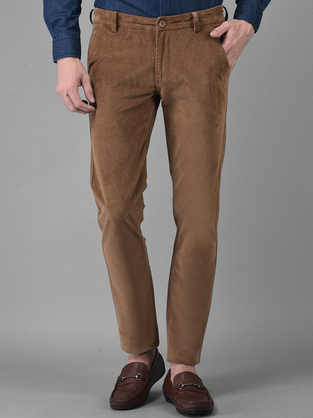 

Canary London Men Brown Smart Slim Fit Wrinkle Free Chinos Trousers