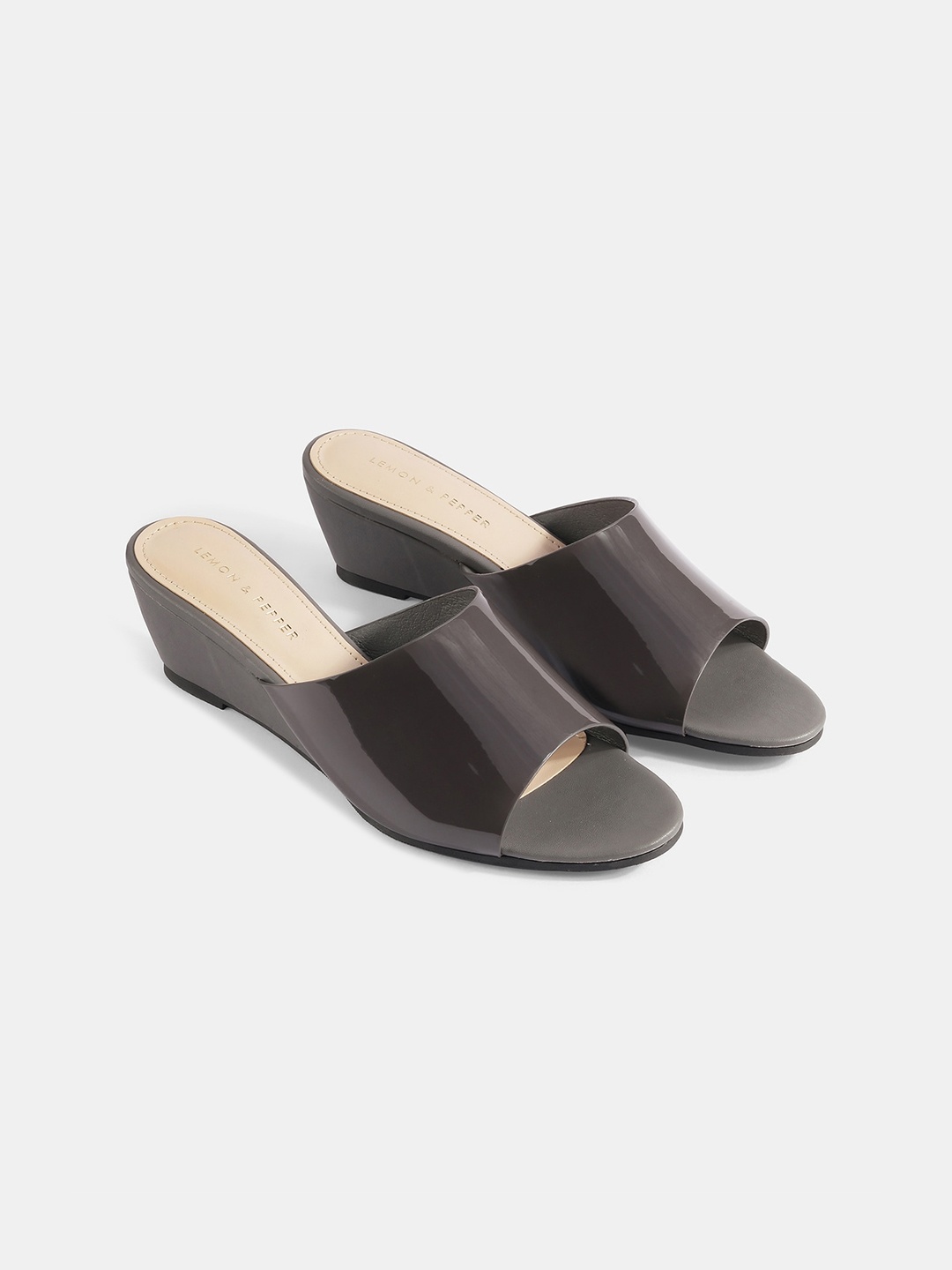 

LEMON & PEPPER Grey Solid Wedge Heels