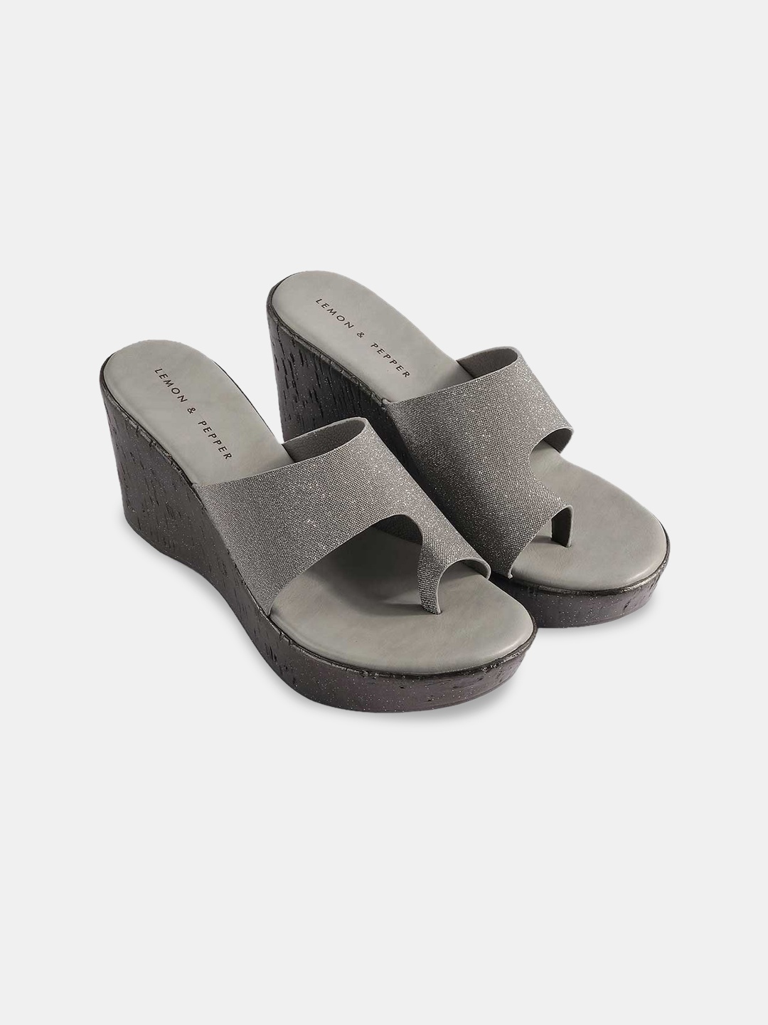 

LEMON & PEPPER Grey Embellished Wedge Heels