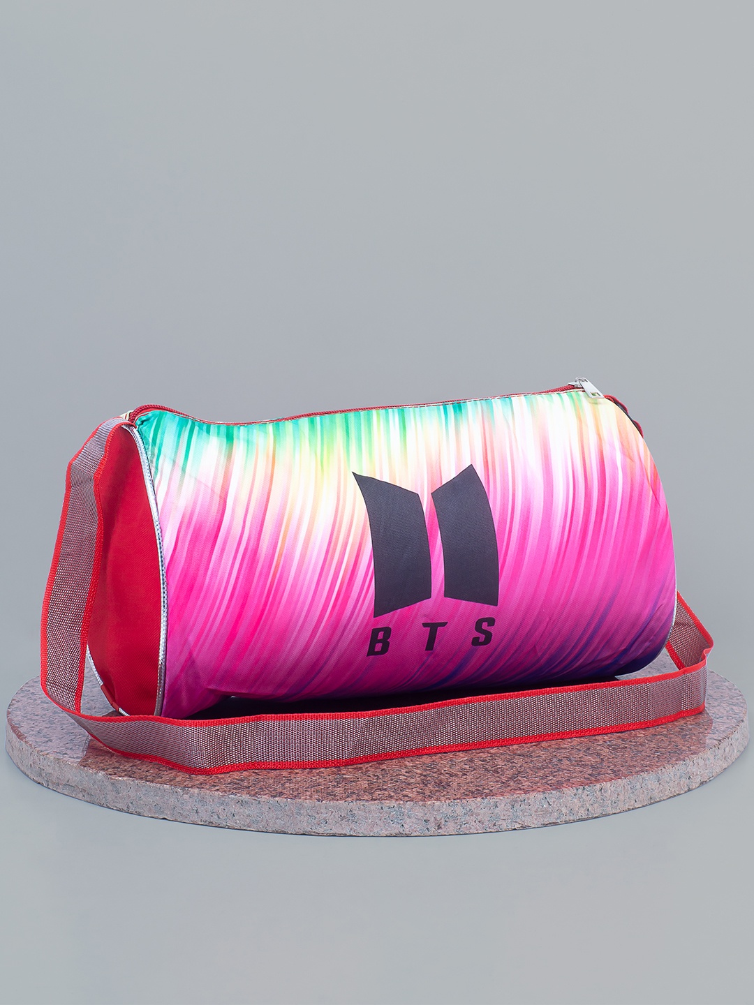 

Golden Peacock Kids Black & Pink BTS Theme Printed Duffel Bag