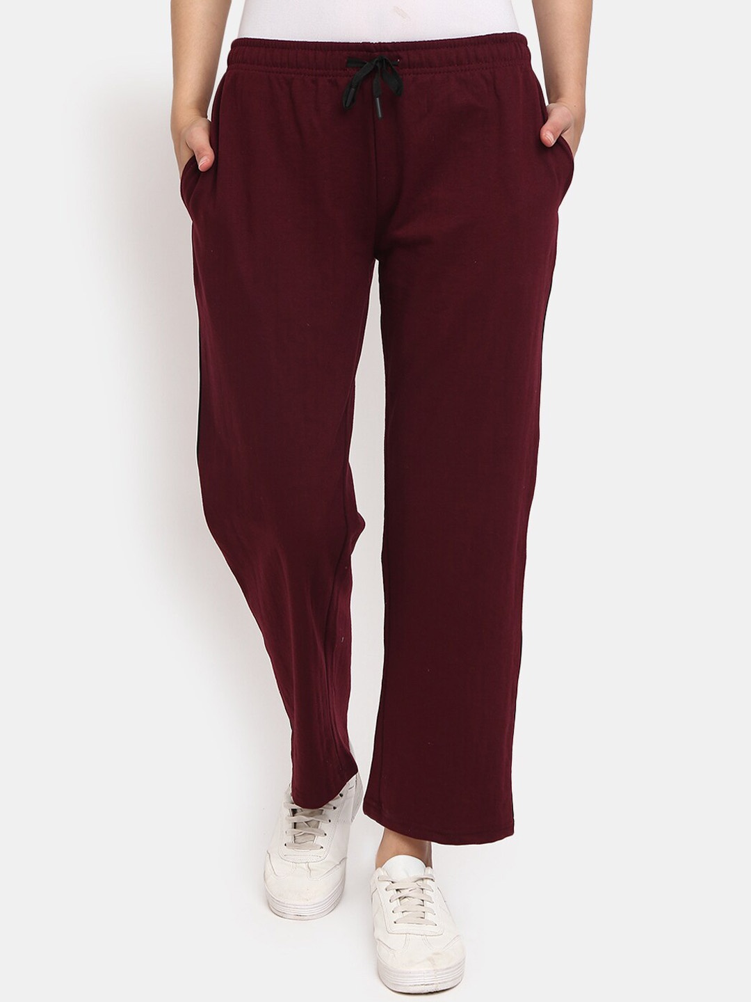 

V-Mart Women Maroon Solid Cotton Track Pant