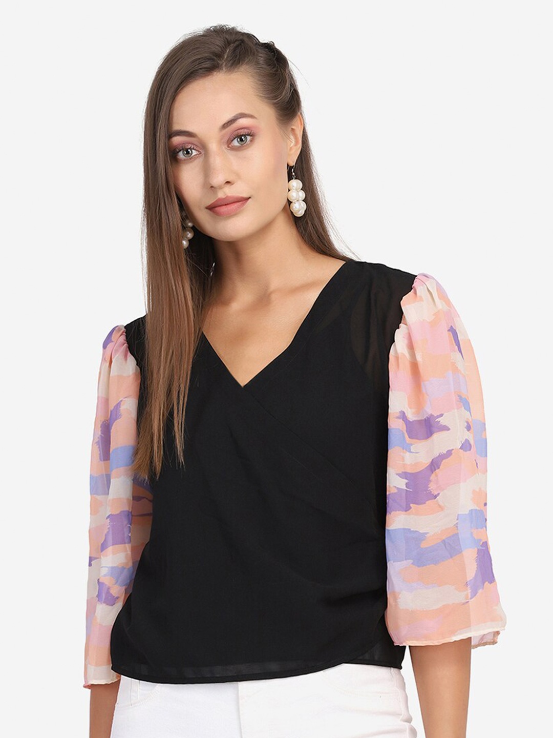 

SAKIA Black Wrap Top