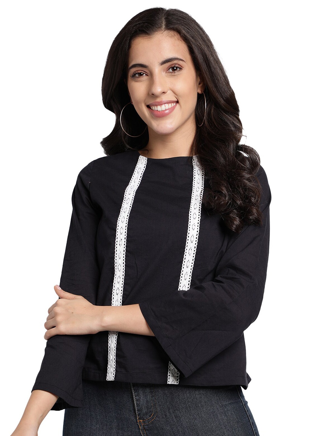 

SAKIA Black Striped Top