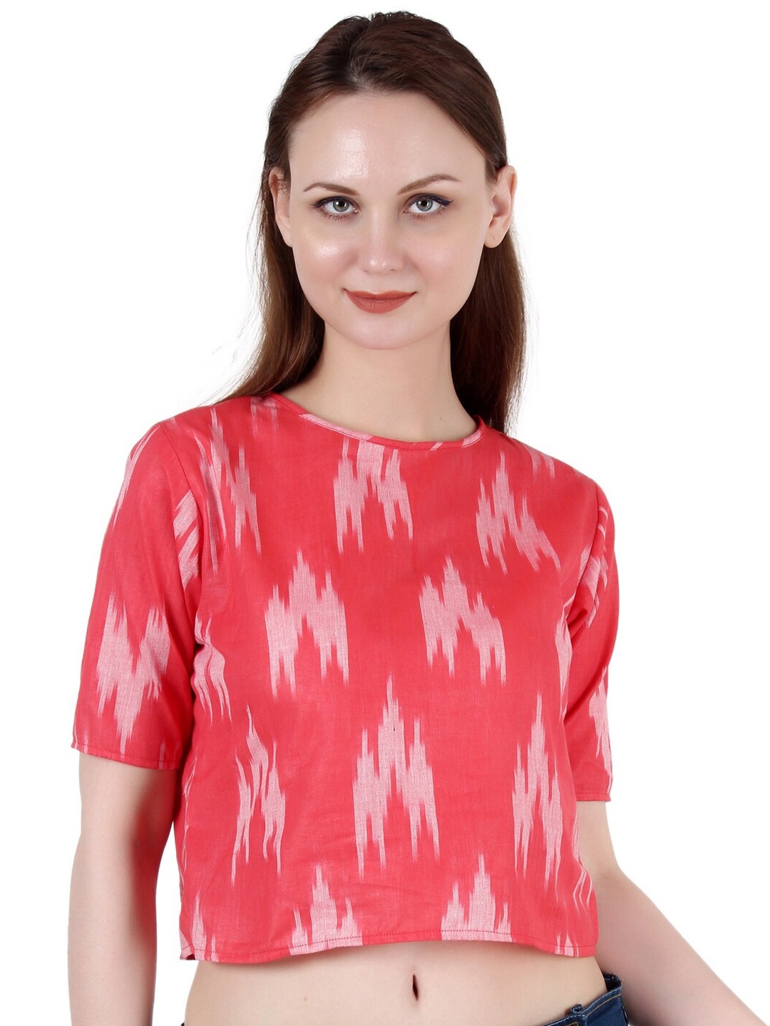 

SAKIA Red Print Crop Top