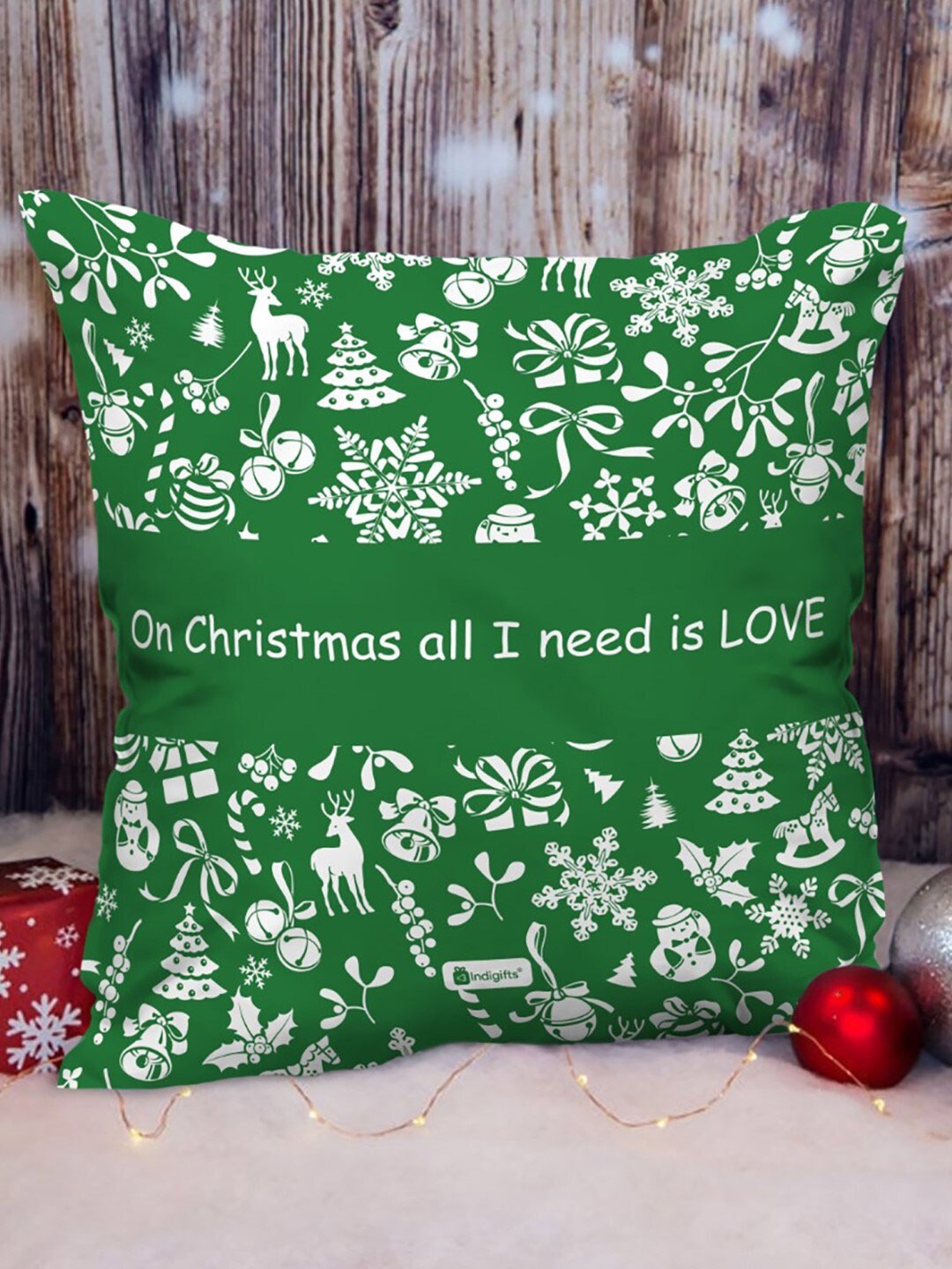 

Indigifts Green & White Conversational Printed Cushion