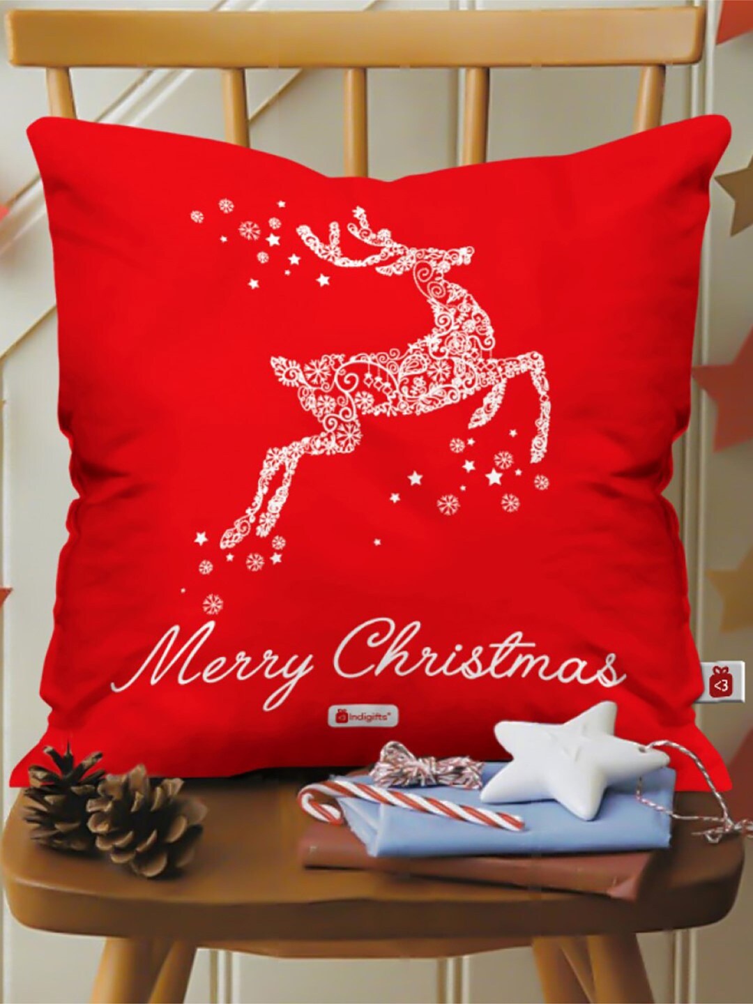 

Indigifts Red & White Graphic Printed Cushion