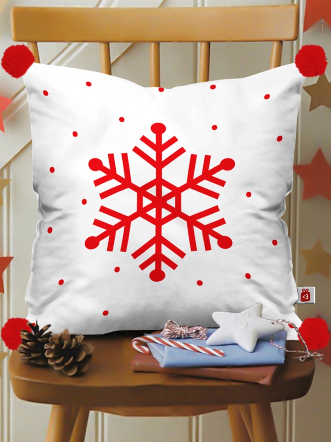 

Indigifts Red & White Christmas Design Printed Reversible Cushion