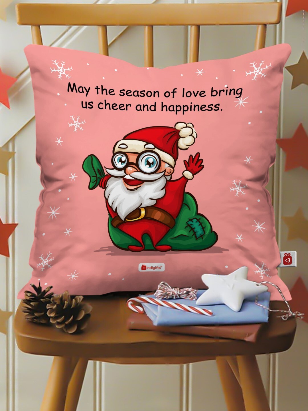 

Indigifts Pink & Red Graphic Printed Cushion Cover with Filler