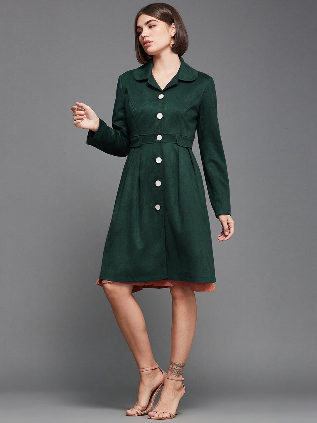 

Miss Chase Women Green Lightweight Longline Tailored Jacket