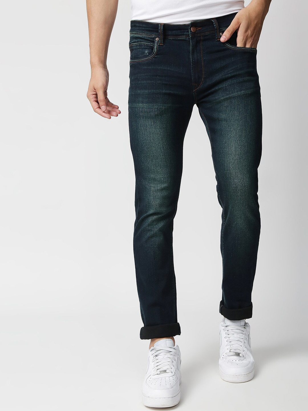 

Pepe Jeans Men Green Slim Fit Heavy Fade Stretchable Jeans