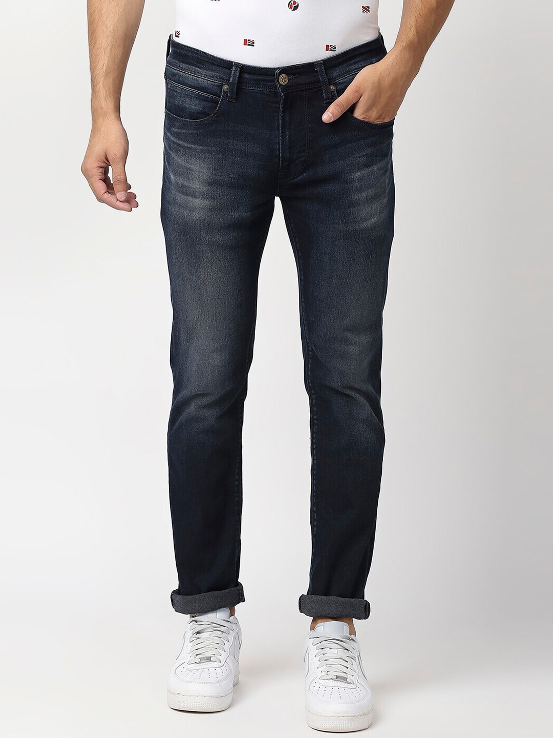 

Pepe Jeans Men Heavy Fade Tapered Fit Cotton Stretchable Jeans, Blue