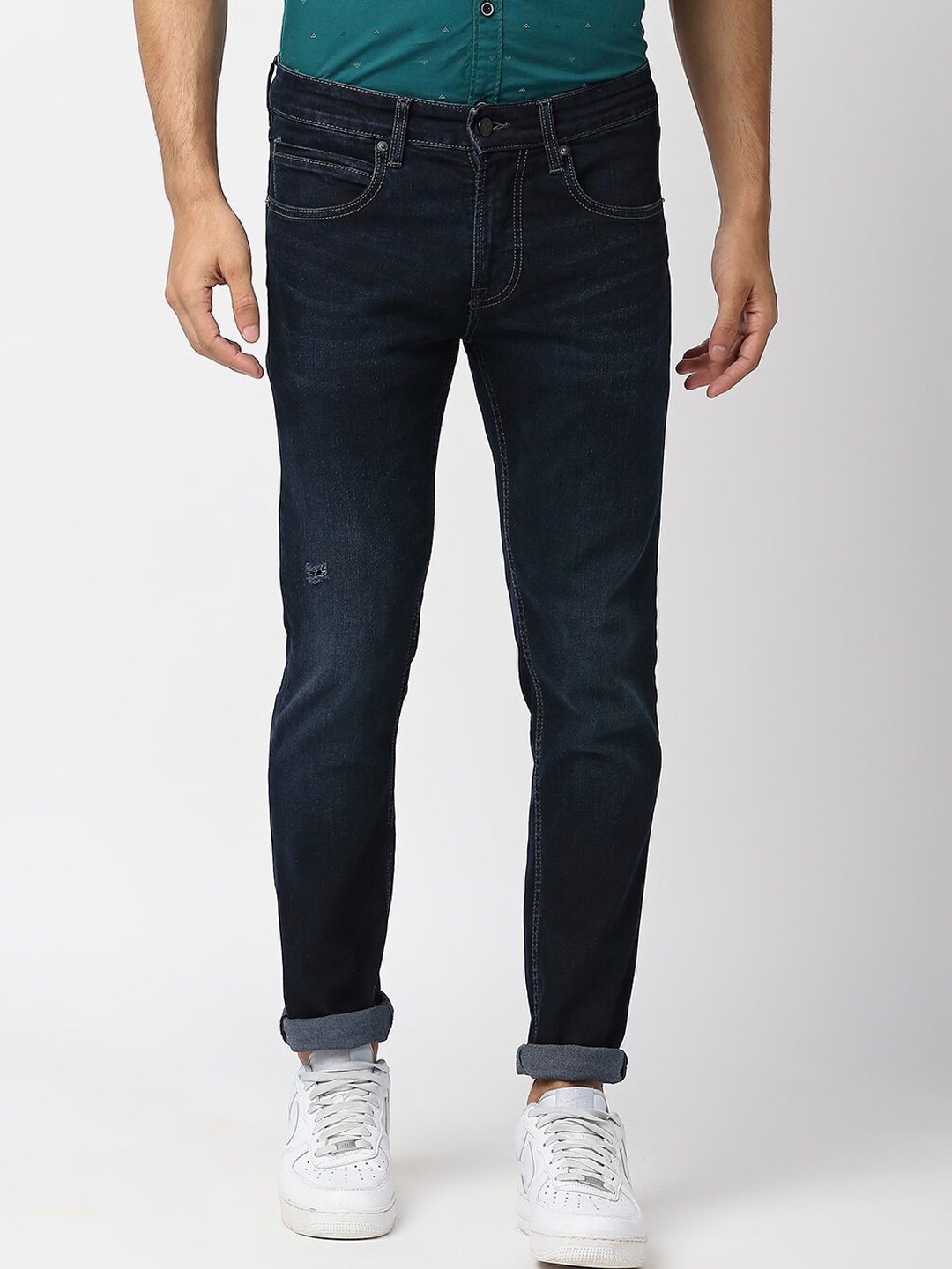 

Pepe Jeans Men Blue Slim Fit Low-Rise Low Distress Light Fade Cotton Stretchable Jeans