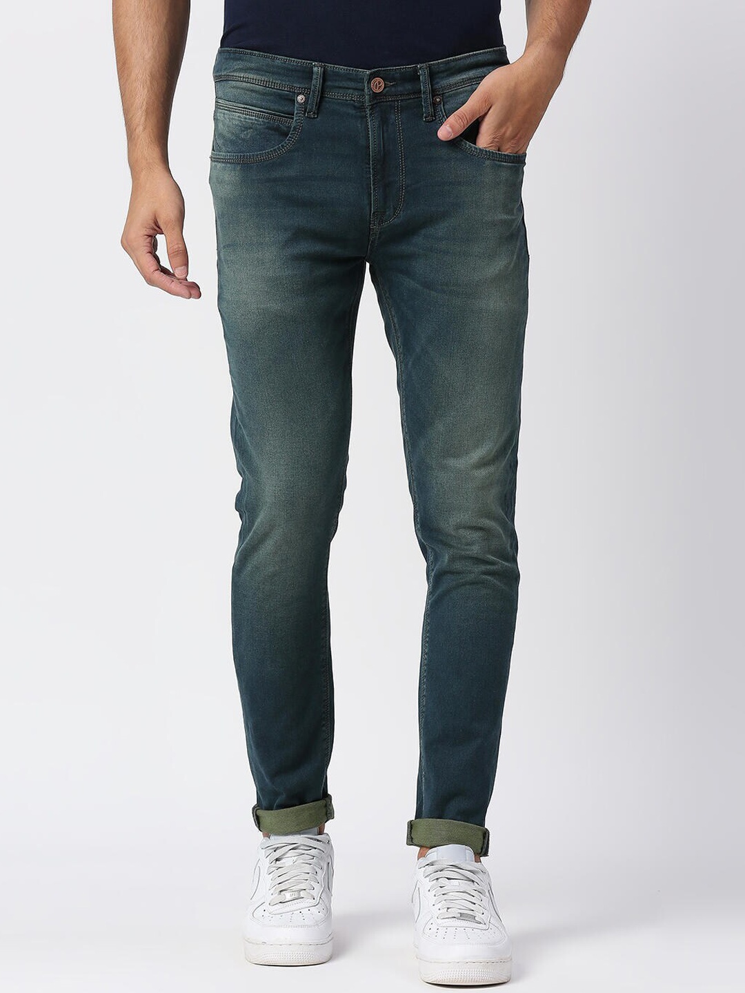 

Pepe Jeans Men Green Skinny Fit Heavy Fade Cotton Stretchable Jeans