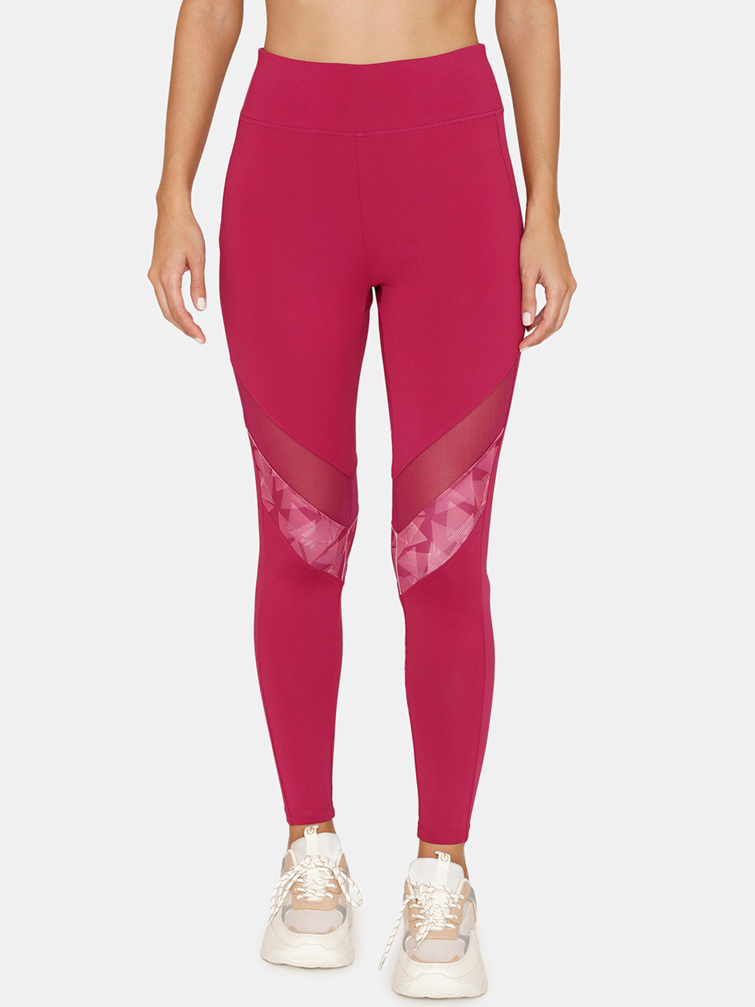 

Zelocity by Zivame Women Pink Printed Slim-Fit Ankle-Length Tights