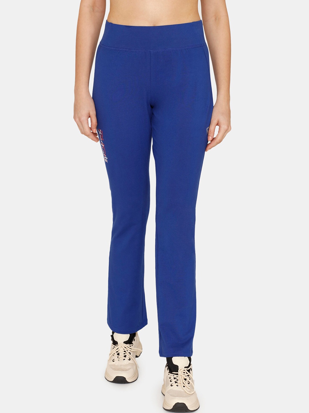 

Zelocity by Zivame Women Blue Solid Pure Cotton Sports Track Pant