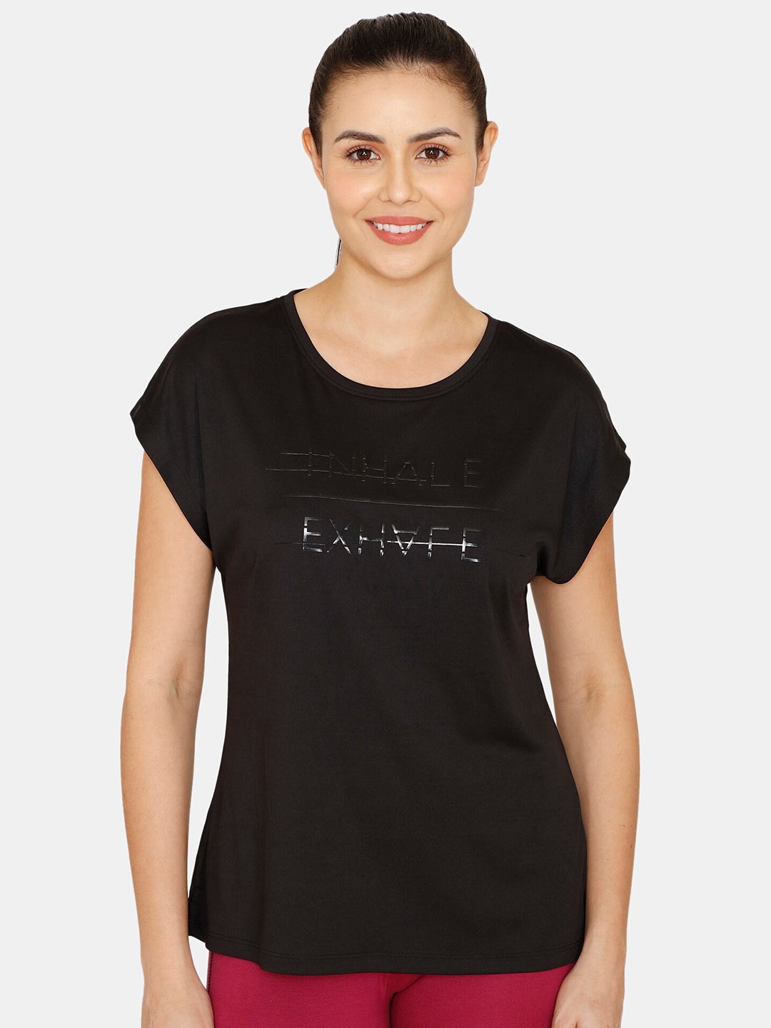 

Zelocity by Zivame Black Print Extended Sleeves Top