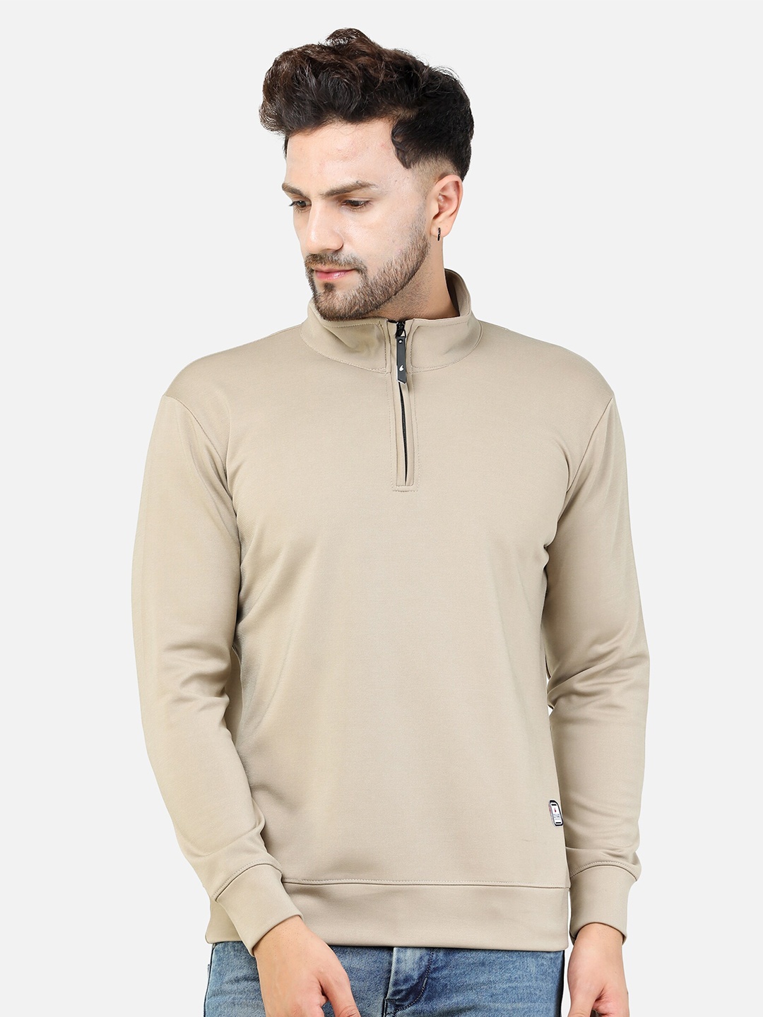 

COLVYNHARRIS JEANS Men Cream-Coloured Cotton Sweatshirt