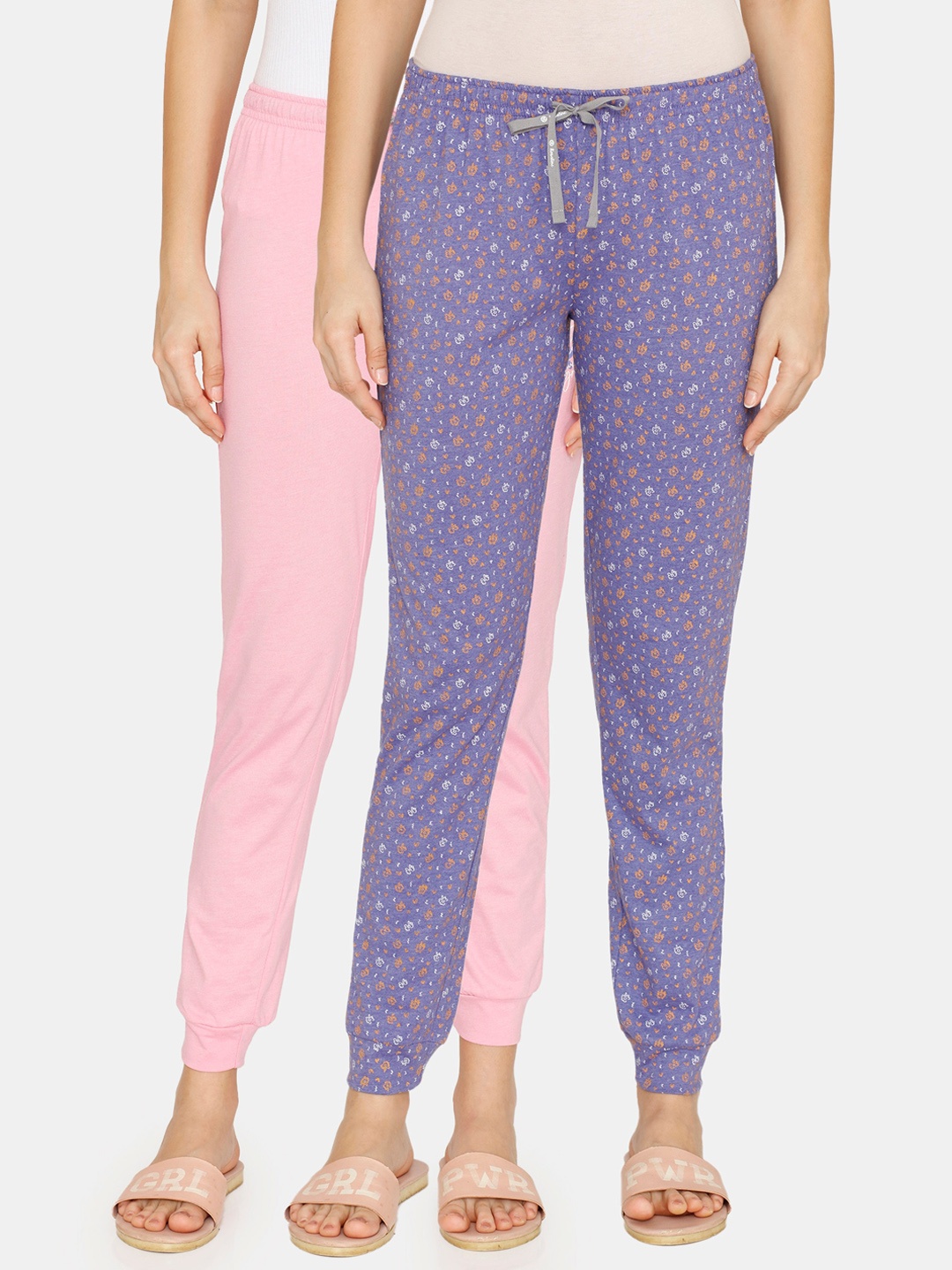

Rosaline Pack of 2 Printed Meadows Knit Cotton Lounge Pants, Purple