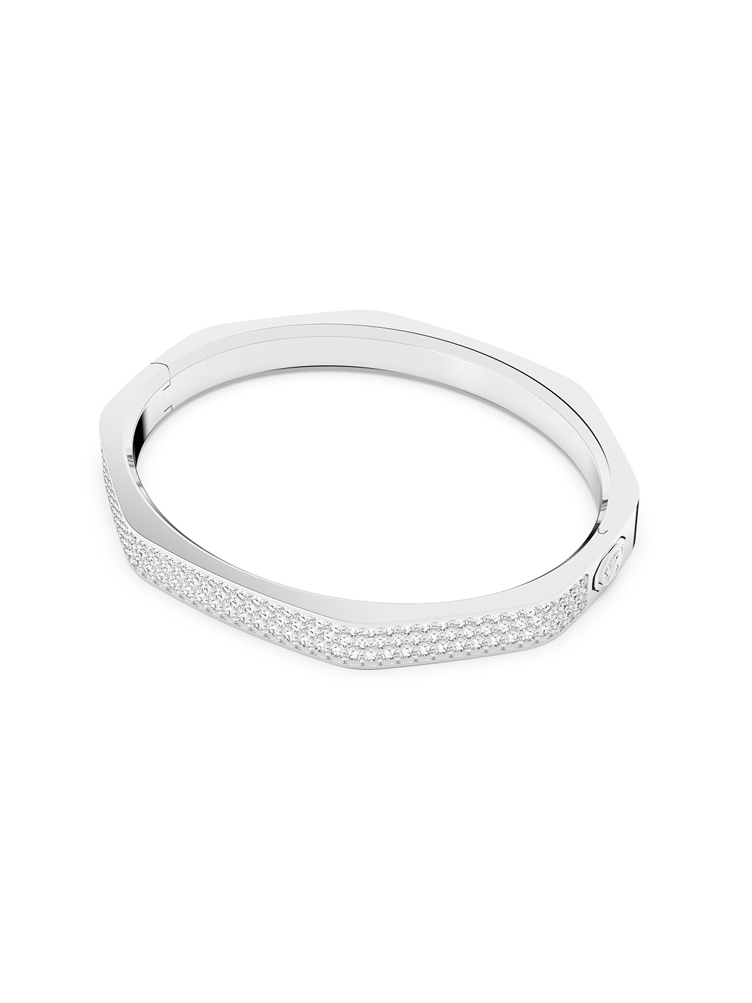 

SWAROVSKI Women Silver-Toned & White Crystals Rhodium-Plated Cuff Bracelet